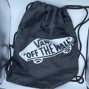 Vans Black Logo Backpack Drawstring Bag Lightweight Classic Design Packable